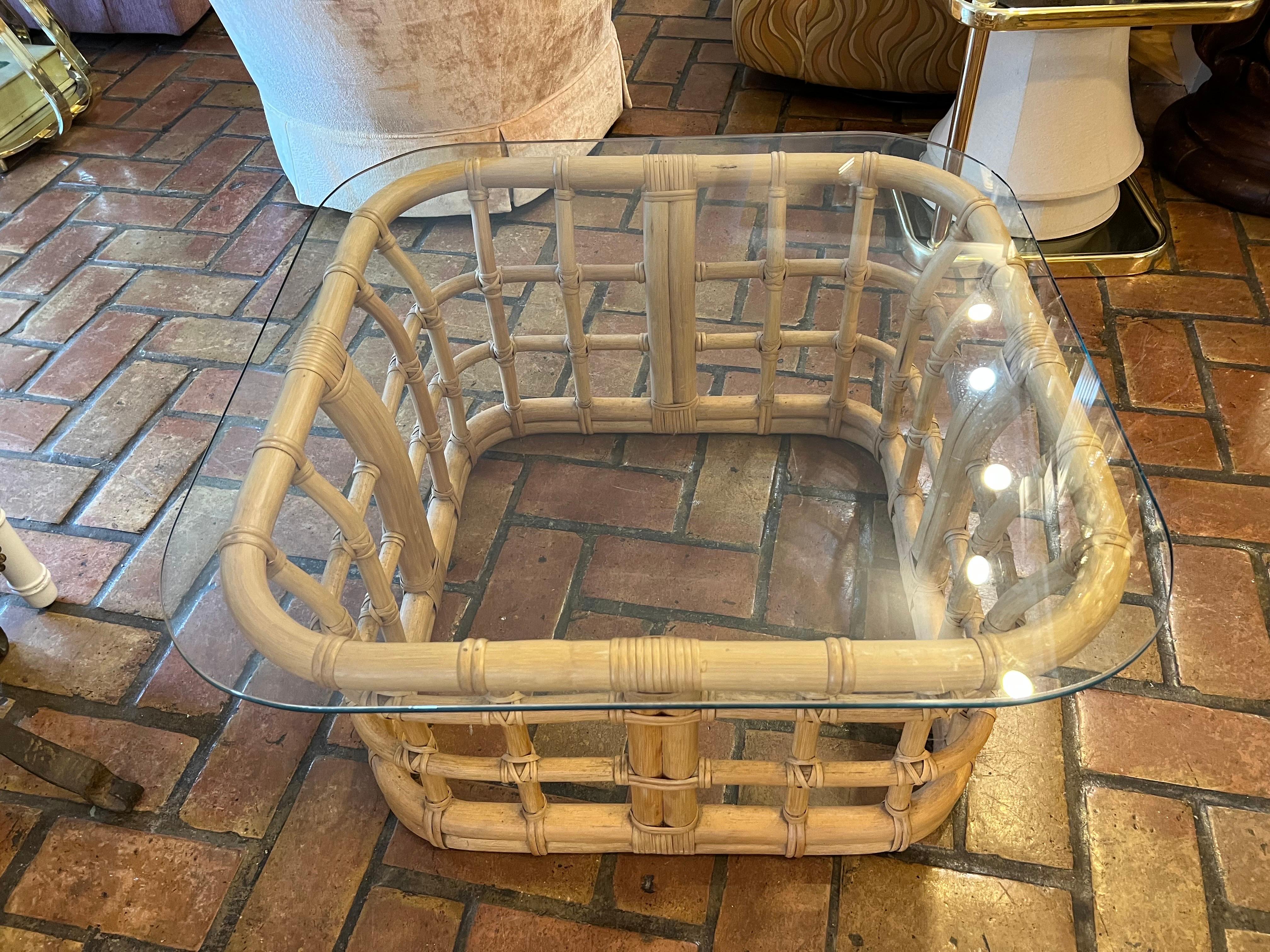 Mid-Century Rattan Coffee Table For Sale 1
