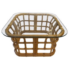 Mid-Century Rattan Couchtisch