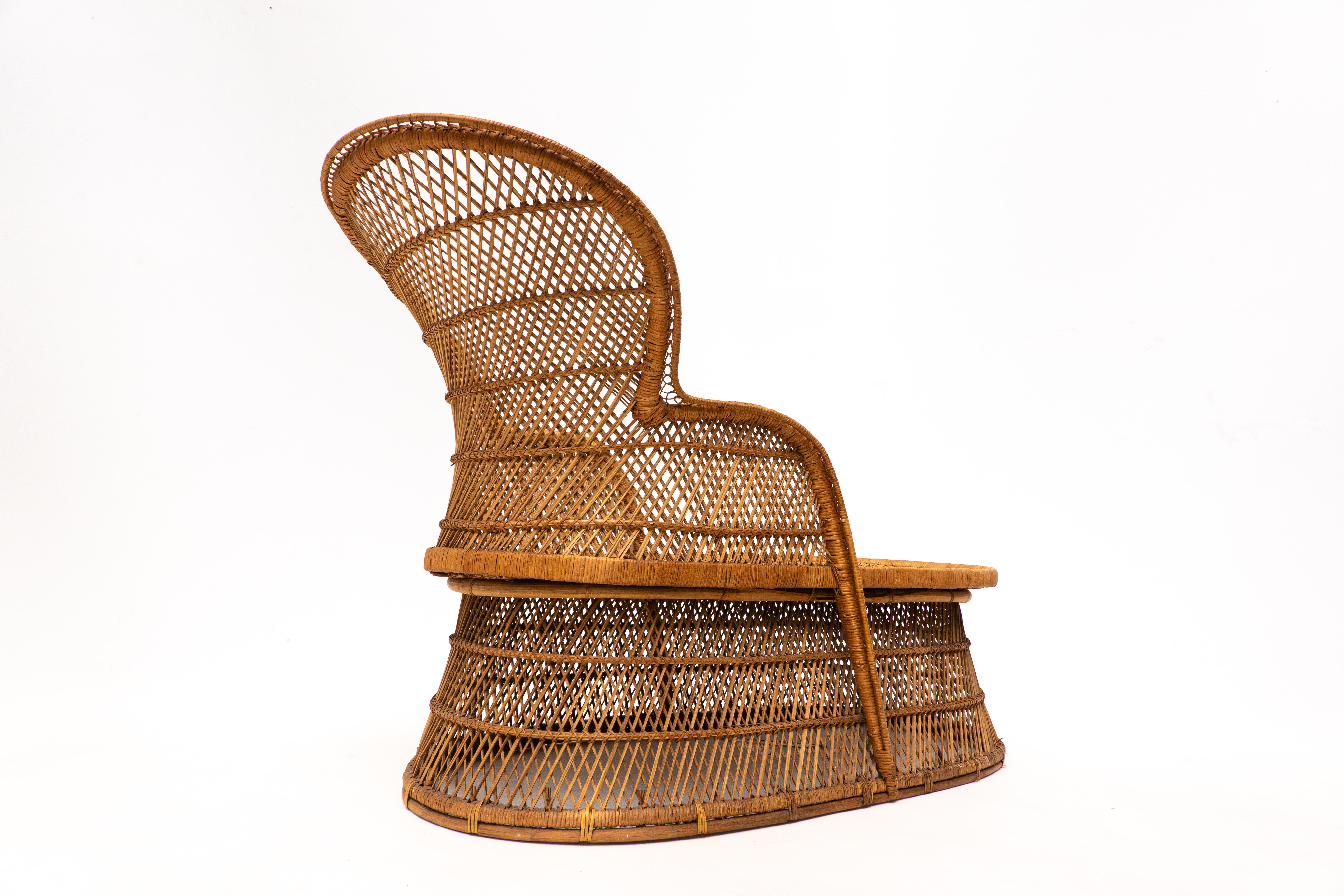 Italian Mid-Century Rattan Daybed, Italy 1940s