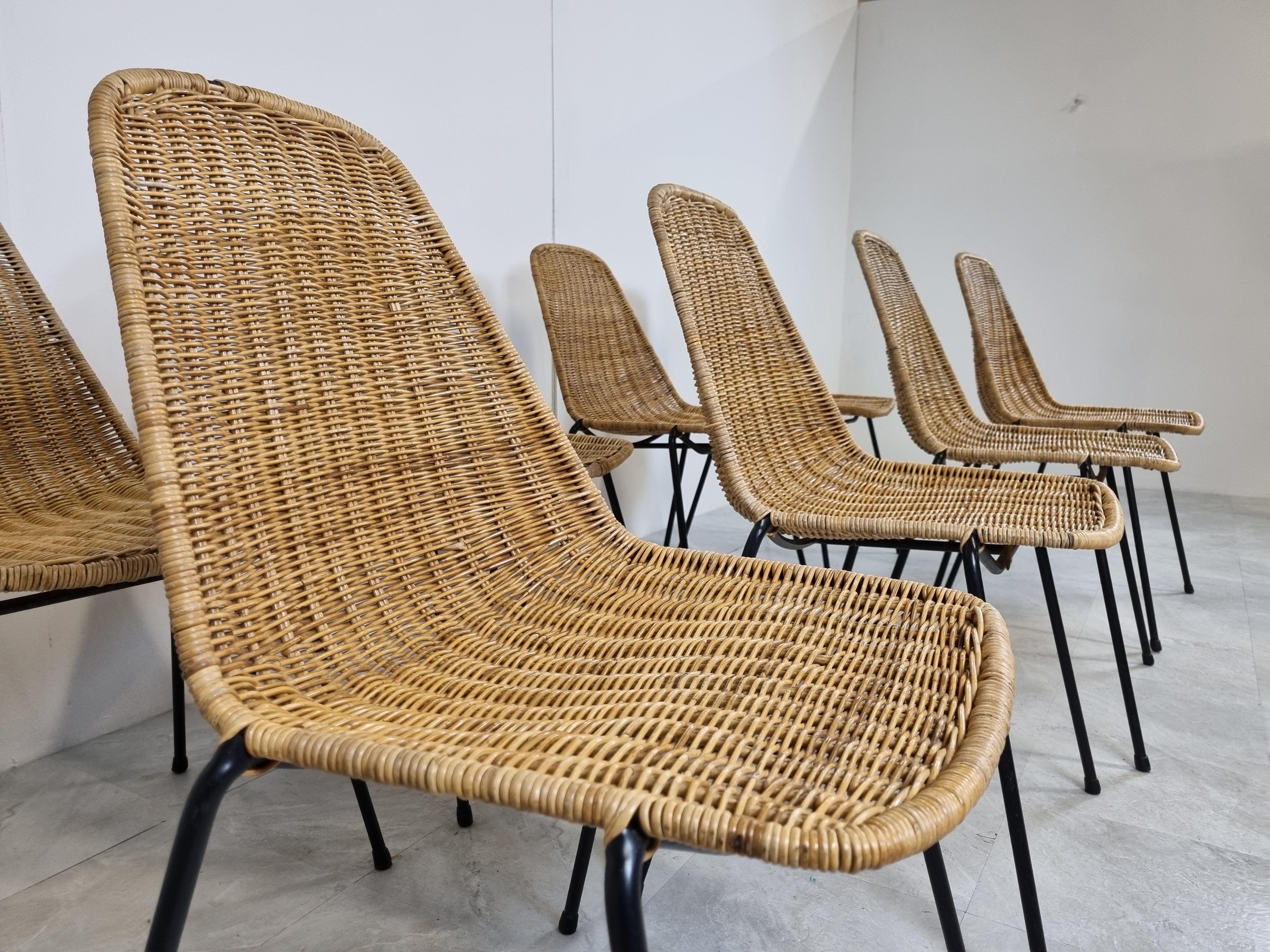 Mid-20th Century Mid Century Rattan Dining Chairs by Gian Franco Legler, 1960s