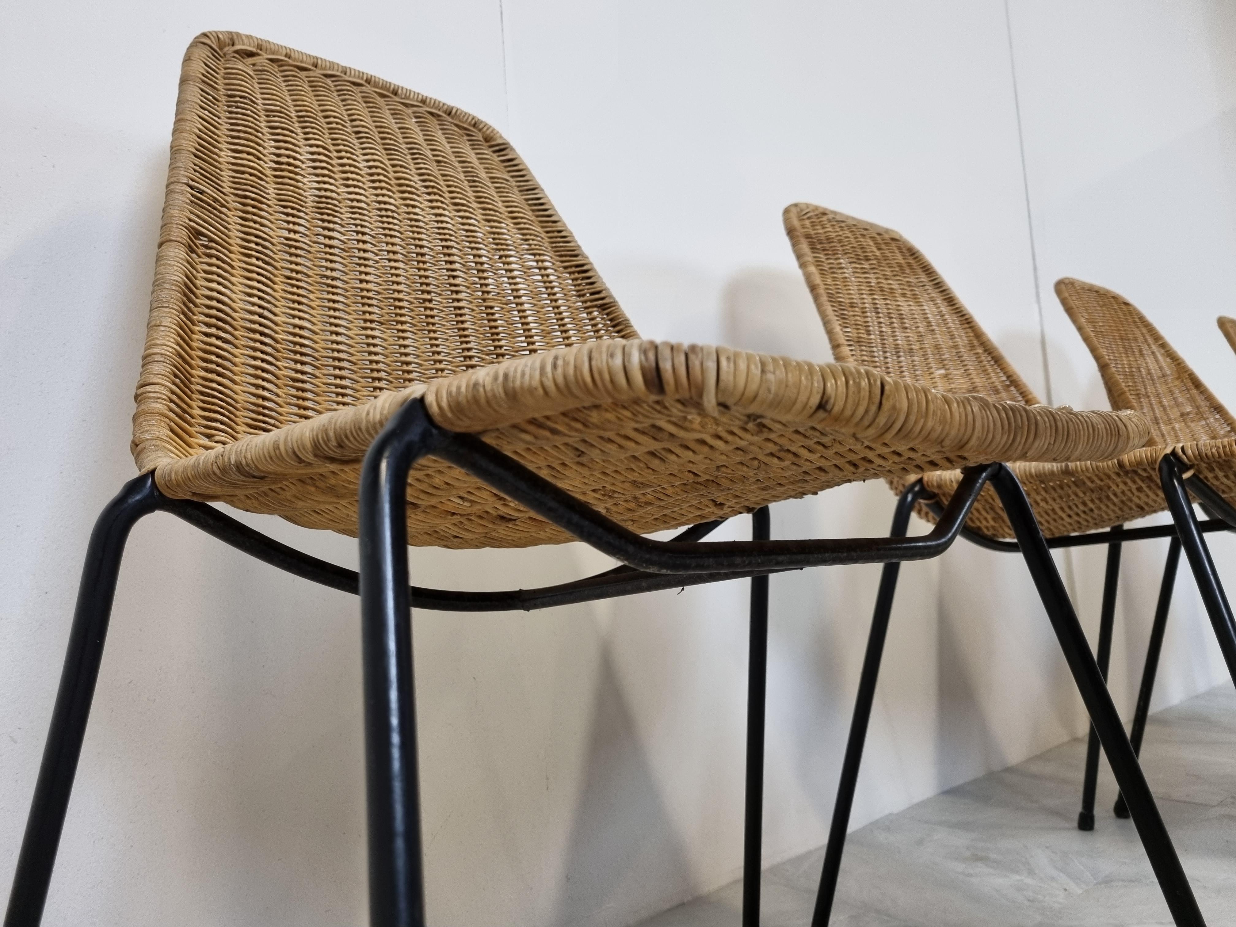 Mid Century Rattan Dining Chairs by Gian Franco Legler, 1960s 1