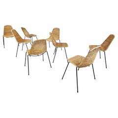 Mid Century Rattan Dining Chairs by Gian Franco Legler, 1960s