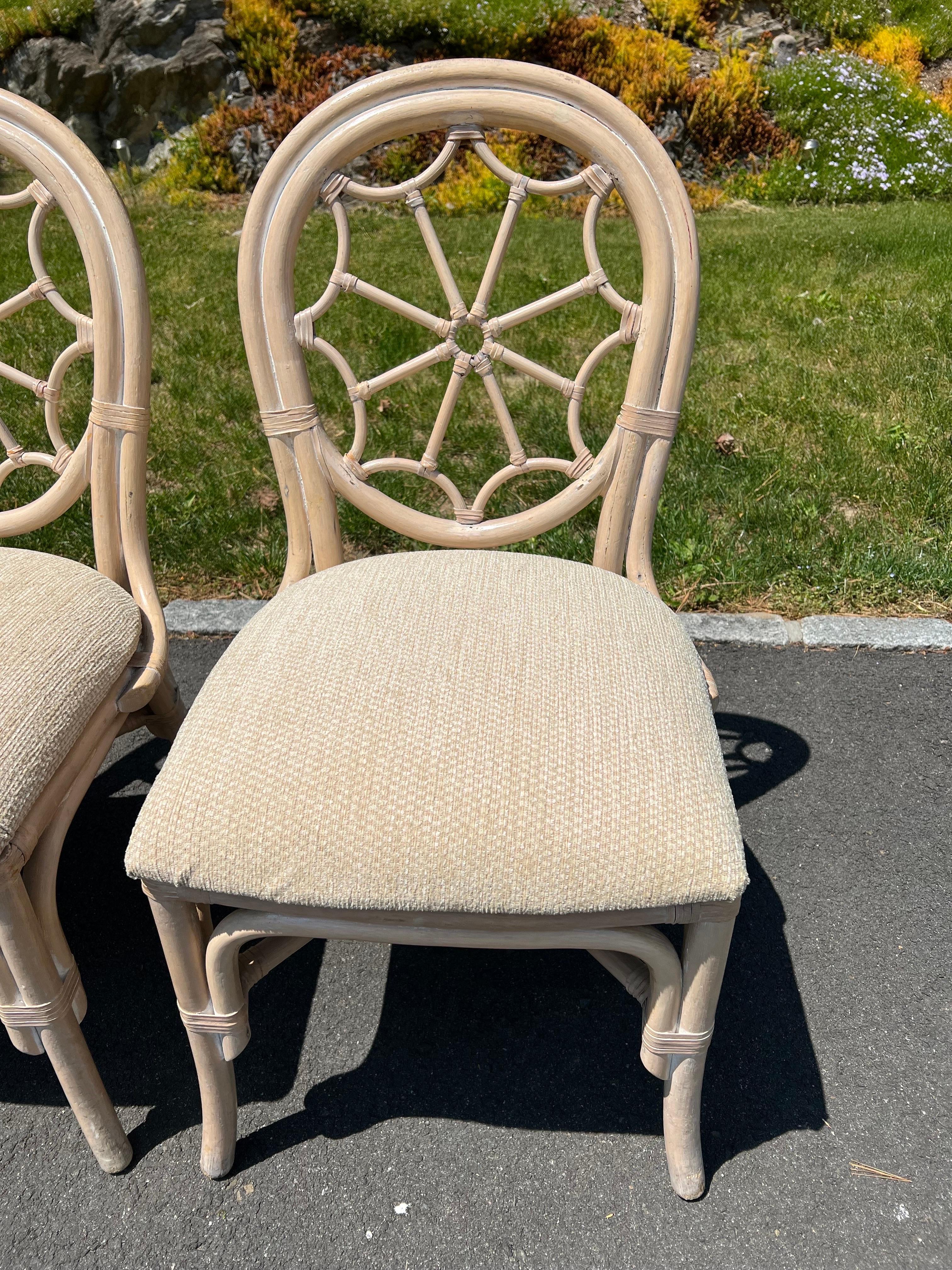 Mid Century Rattan Dining Set with Six Chairs For Sale 6