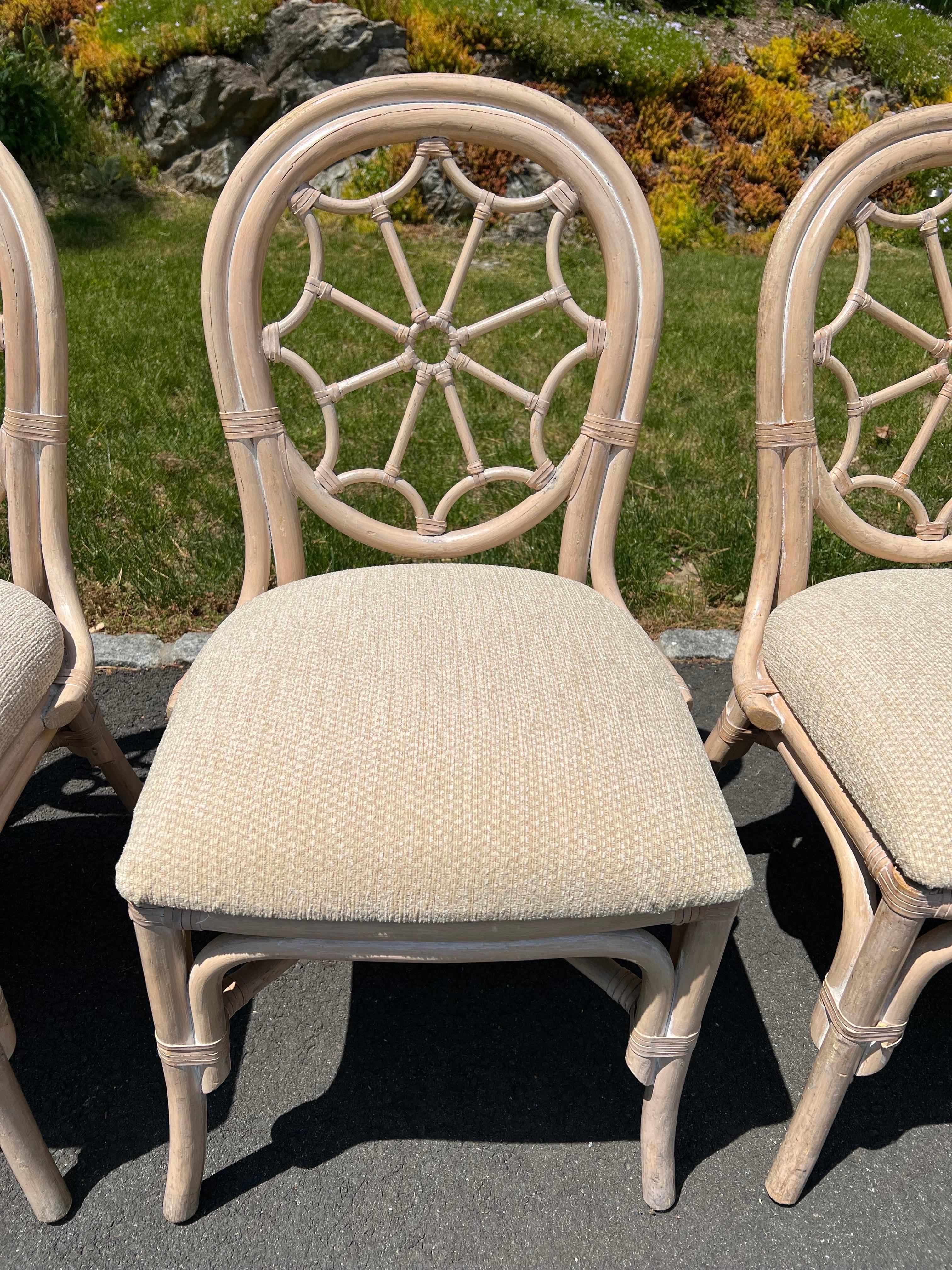 Mid Century Rattan Dining Set with Six Chairs For Sale 7
