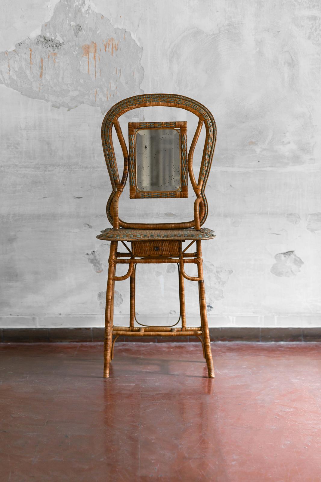Italian Mid-Century rattan dressing table