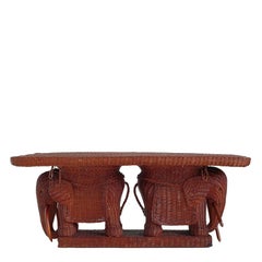 Mid-Century Rattan Elephant Coffee Table