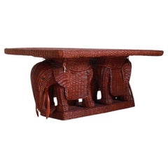 Mid-Century Rattan Elephant Coffee Table
