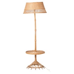 Stehlampe aus Rattan aus der Mitte des Jahrhunderts, Französische Riviera, Boho, Frankreich, 1960