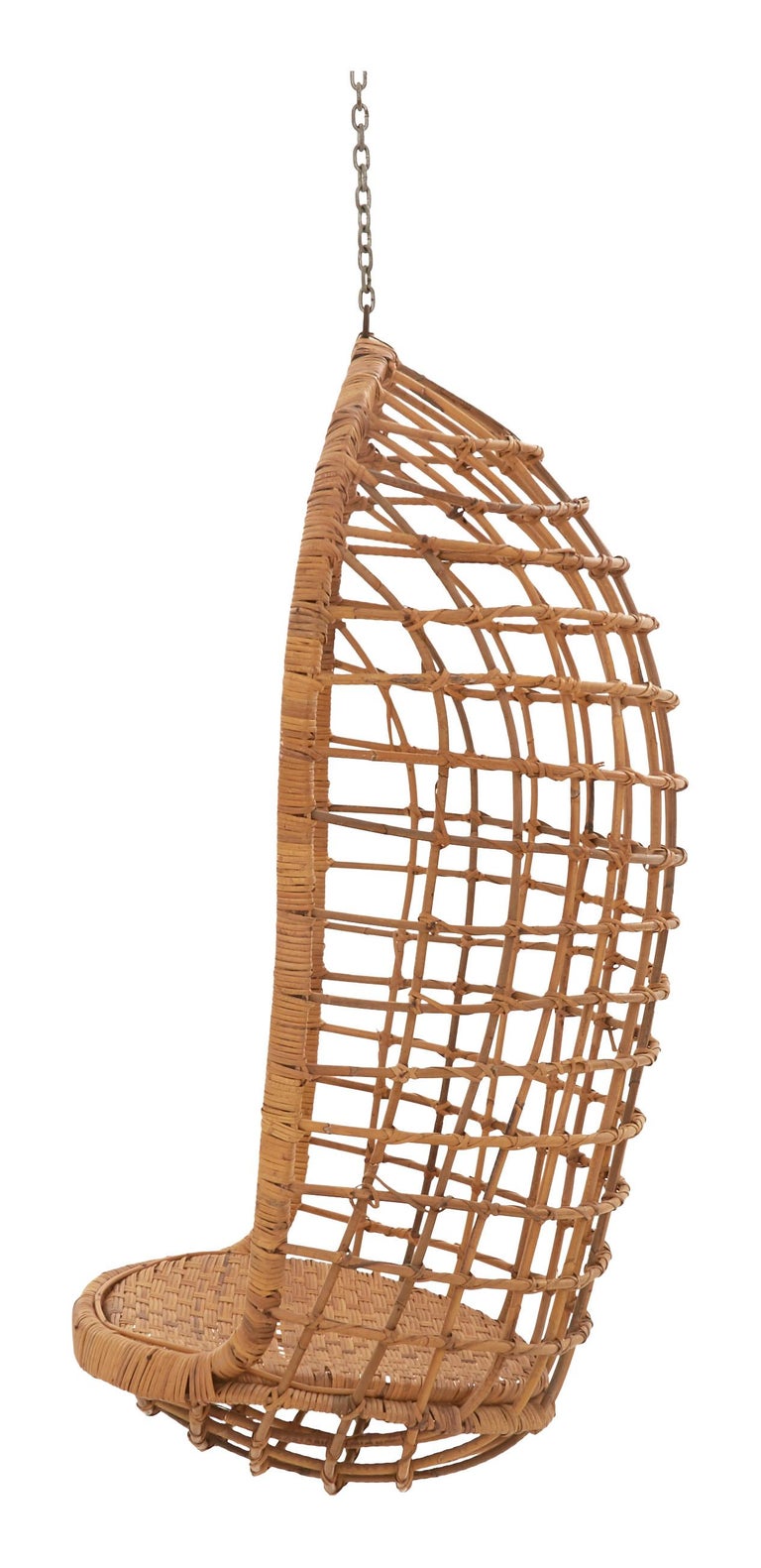 American Midcentury Rattan Hanging Chair For Sale