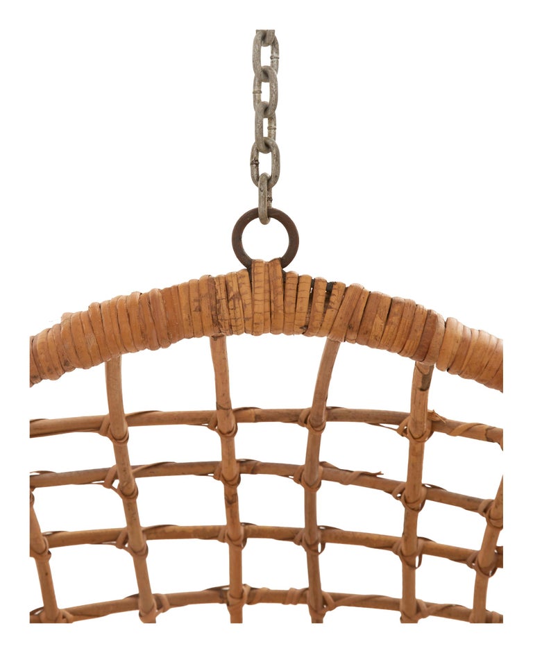 Bamboo Midcentury Rattan Hanging Chair For Sale