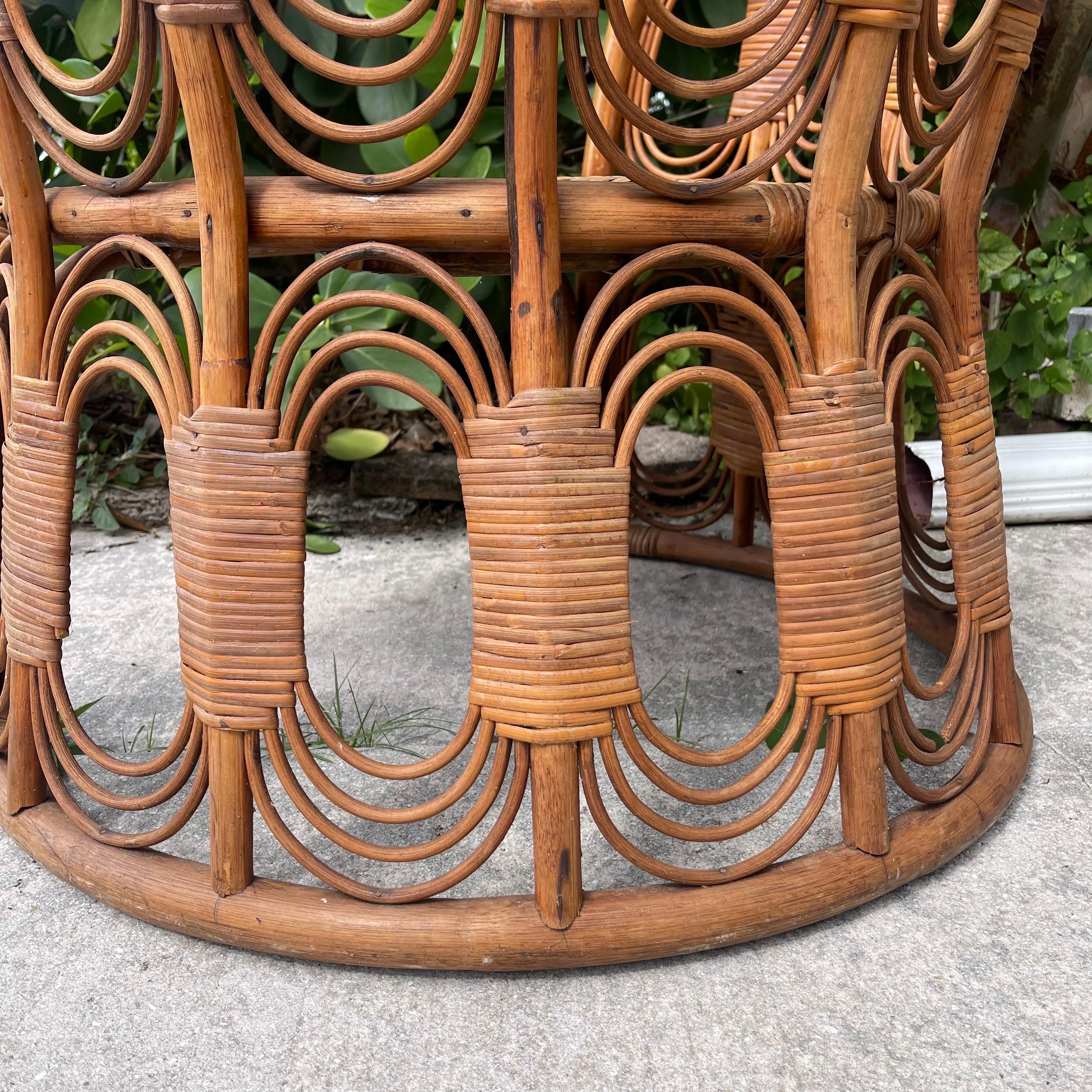 Mid-Century Rattan Loop Tub Club Chair, Woven Cane Seat For Sale 3