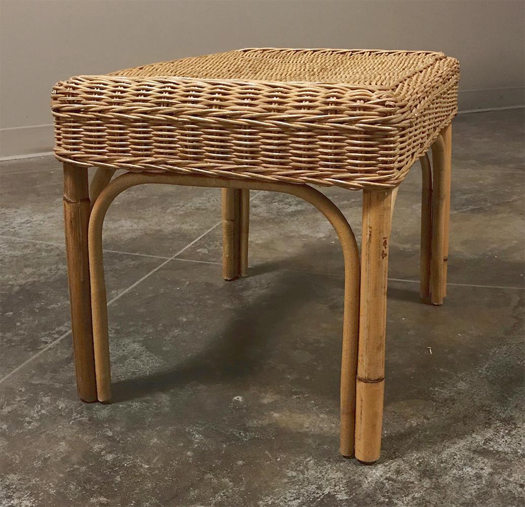 Mid-Century Rattan Lounge Chair and Footstool by Huis Kenninck of Gent 3