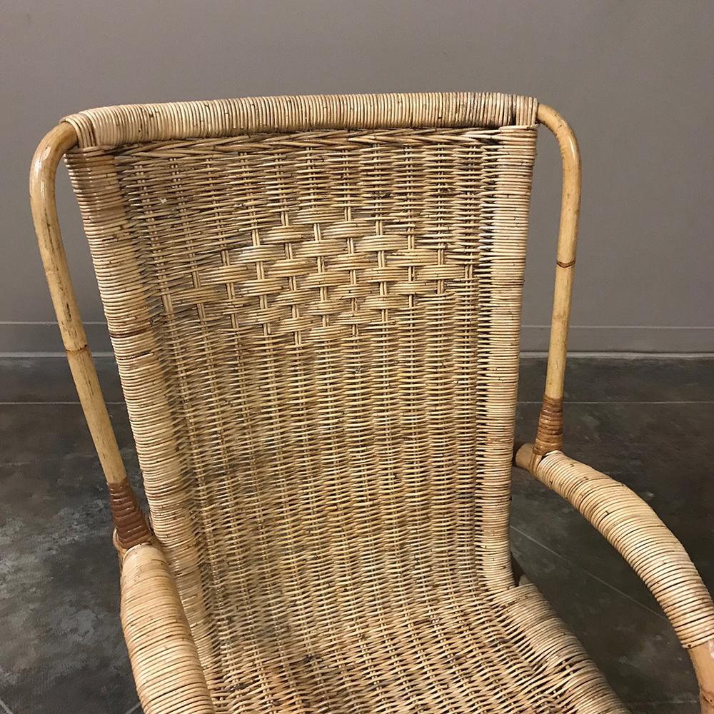 20th Century Mid-Century Rattan Lounge Chair and Footstool by Huis Kenninck of Gent