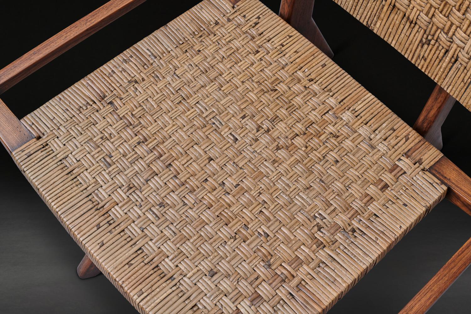 Wicker Mid Century Rattan Lounge chairs attr. to Paul László for Glenn of California
