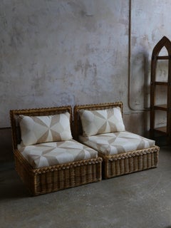Mid-Century Rattan Lounge Chairs Attributed to Brown Jordan - Set of 2
