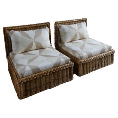 Retro Mid-Century Rattan Lounge Chairs Attributed to Brown Jordan - Set of 2