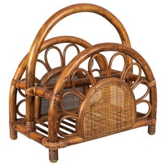 Mid Century Rattan Magazine Rack