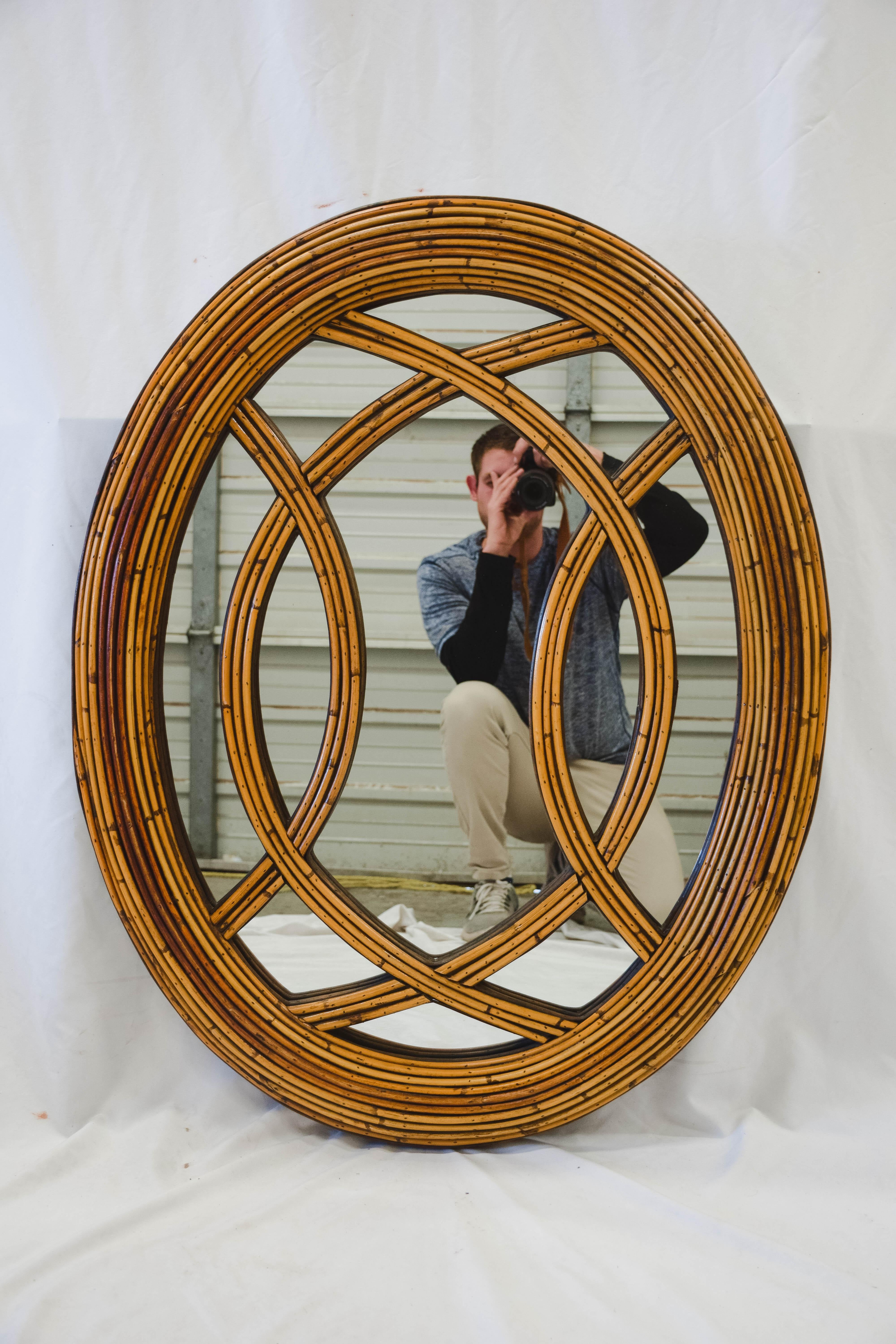 Mid Century Rattan Mirror For Sale 2