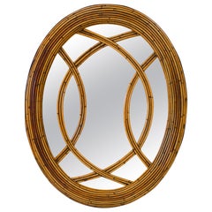 Specchio in rattan del metà del secolo scorso
