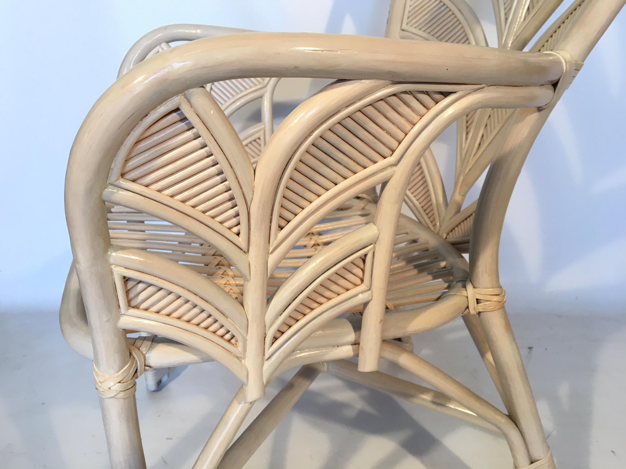 Late 20th Century Midcentury Rattan Palm Tree Fan Back Chair