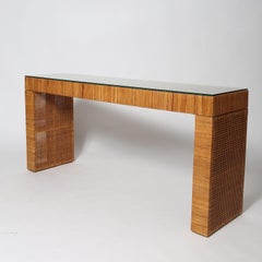 Mid-Century Rattan Parsons Console