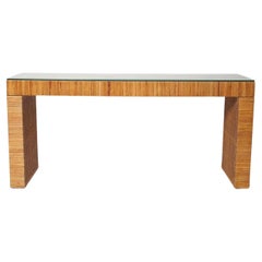 Mid-Century Rattan Parsons Console