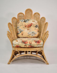 Mid-Century Rattan Peacock Fan Back Chair, 1970s