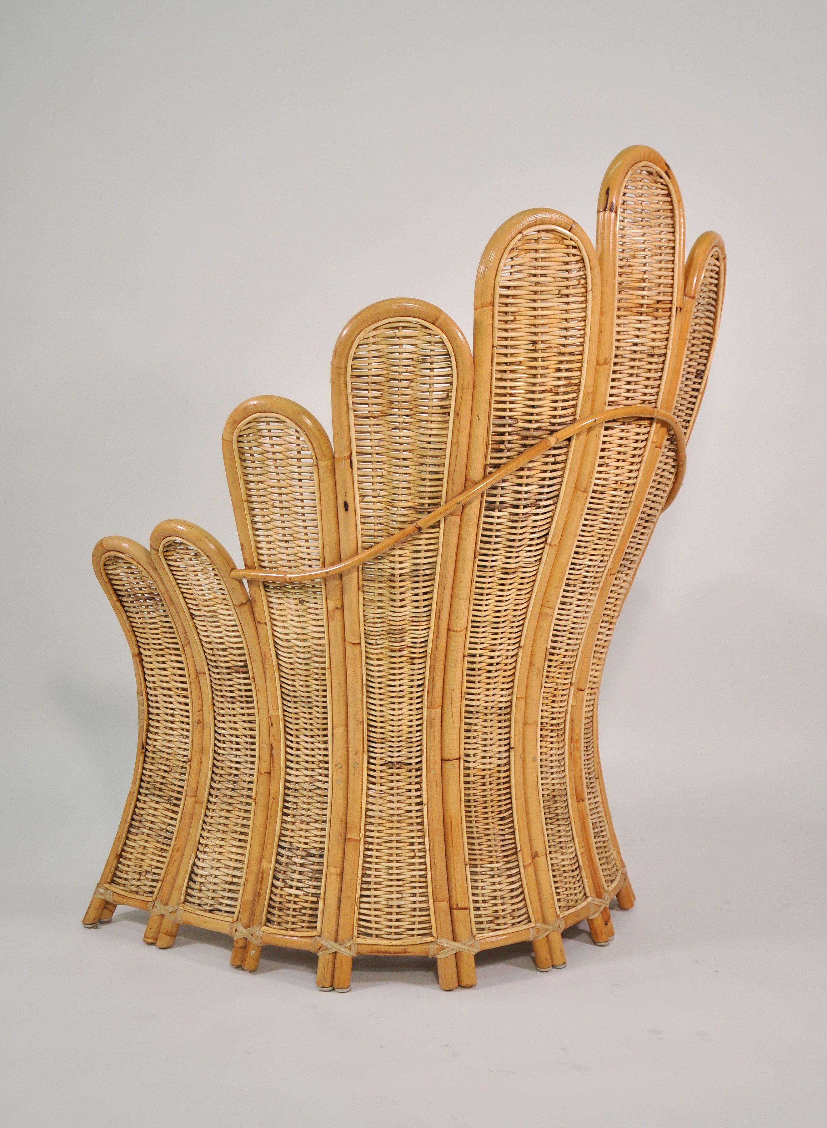 Late 20th Century Mid-Century Rattan Peacock Fan Back Chair, 1970s