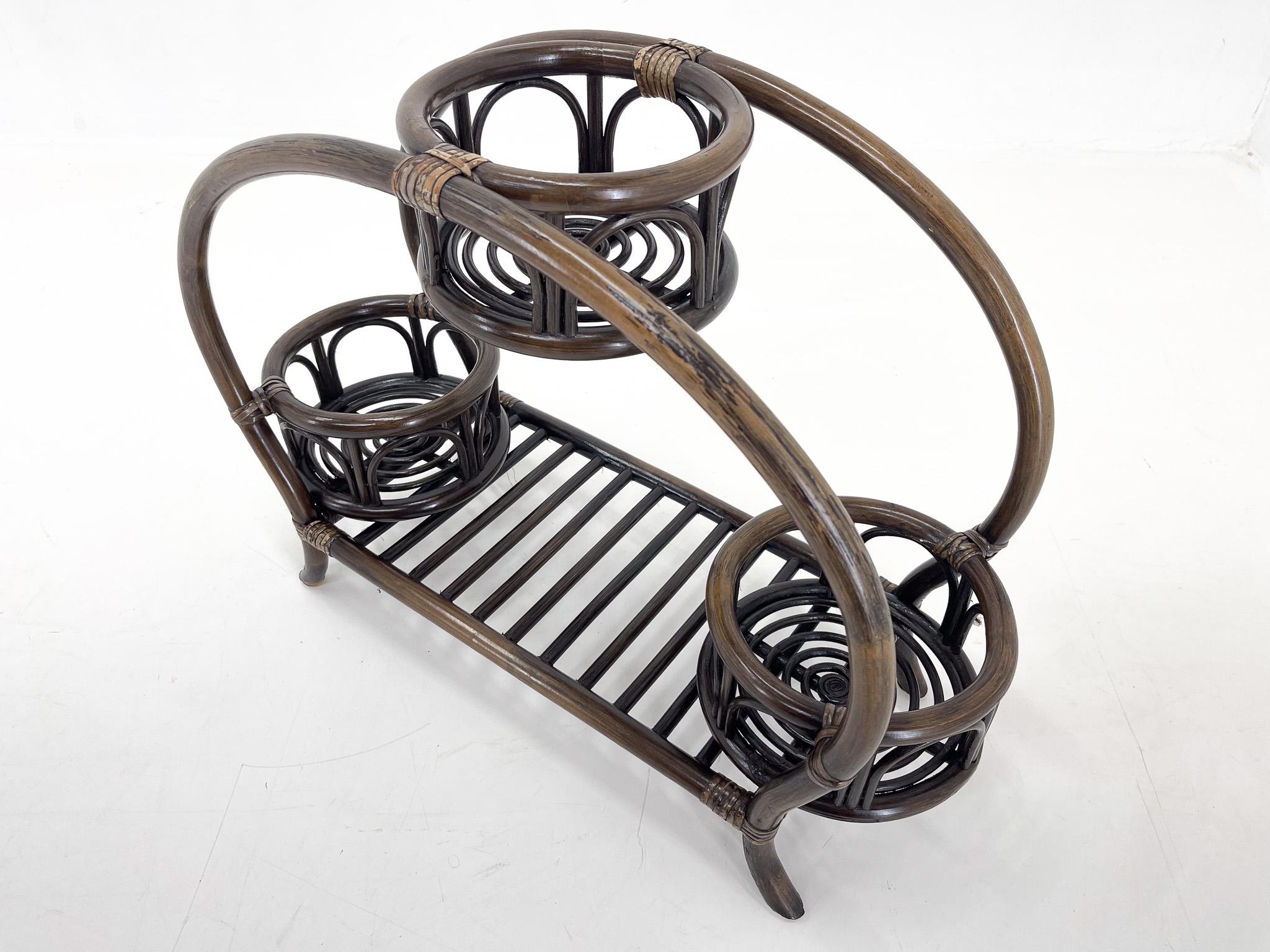 Mid Century Rattan Plant Stand / Plant Holder, 1970's For Sale 4