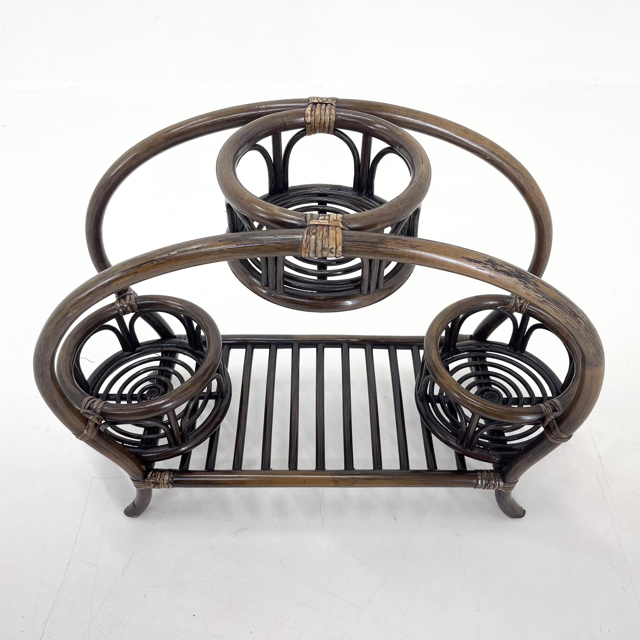 Mid Century Rattan Plant Stand / Plant Holder, 1970's In Good Condition For Sale In Praha, CZ