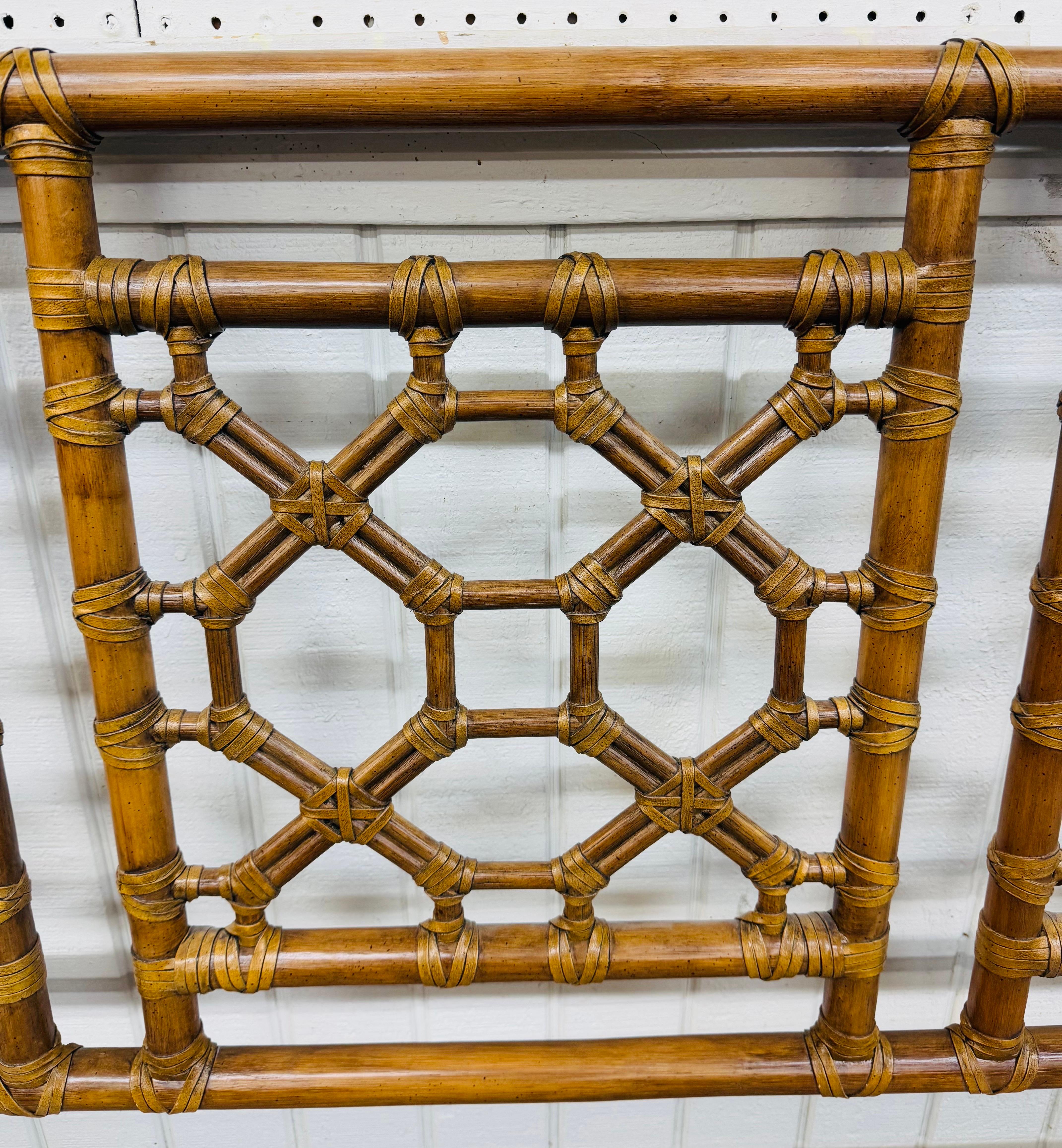 Mid-Century Rattan Queen Size Headboard In Good Condition In Clarksboro, NJ