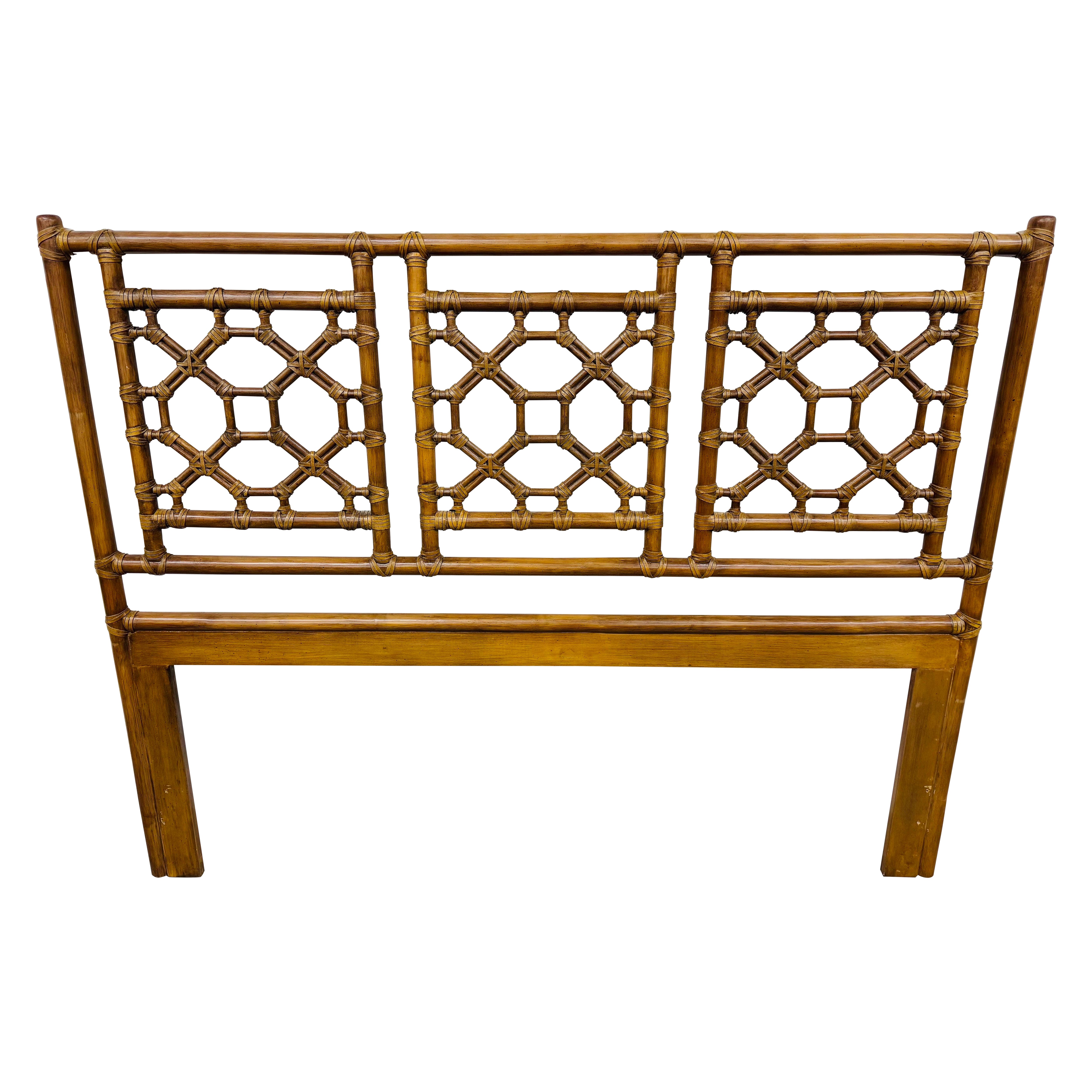 Mid-Century Rattan Queen Size Headboard