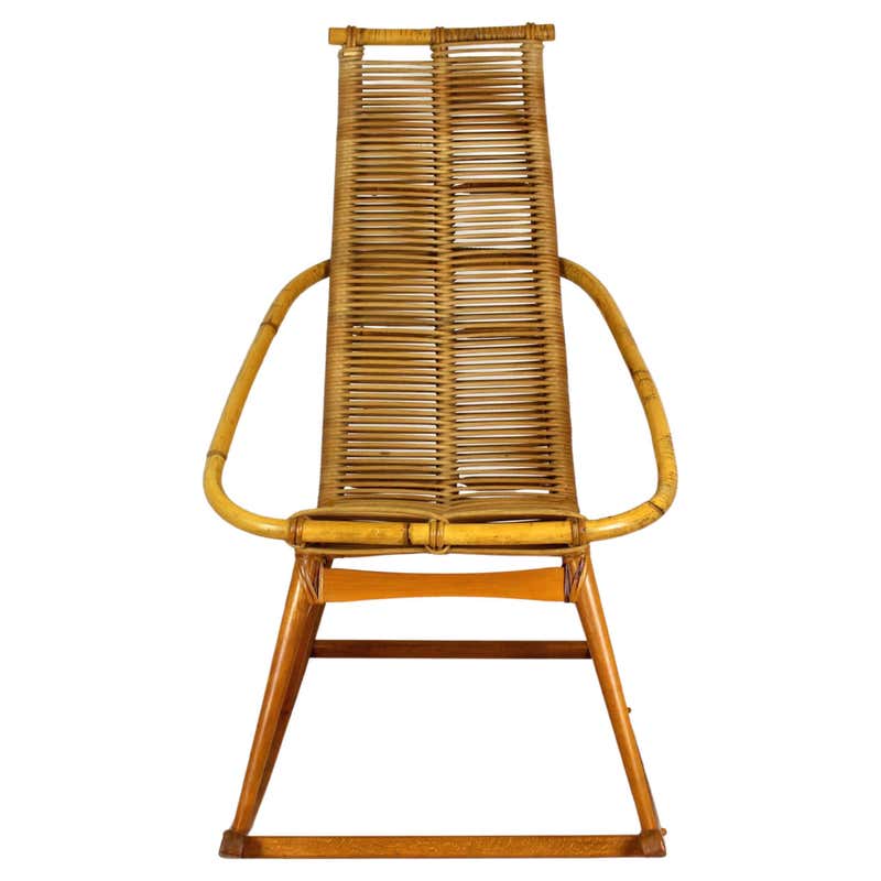 Vintage Italian Rattan 1960s Rocking Chair For Sale at 1stDibs ...