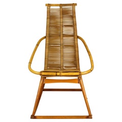 Retro Mid-Century Rattan Rocking Chair, 1960s