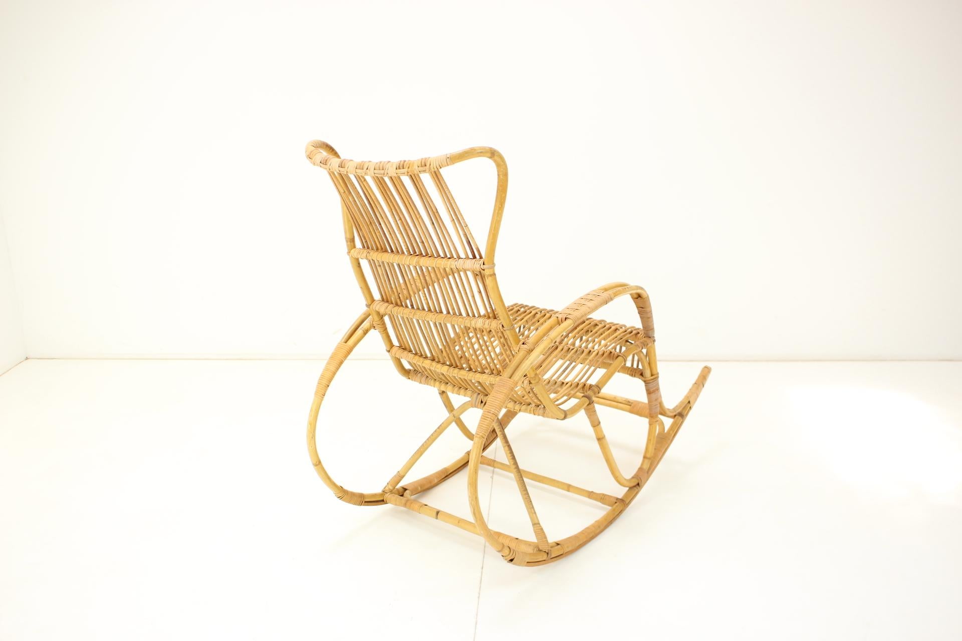 Mid-Century Modern Mid-Century Rattan Rocking Chairs, 1960's For Sale