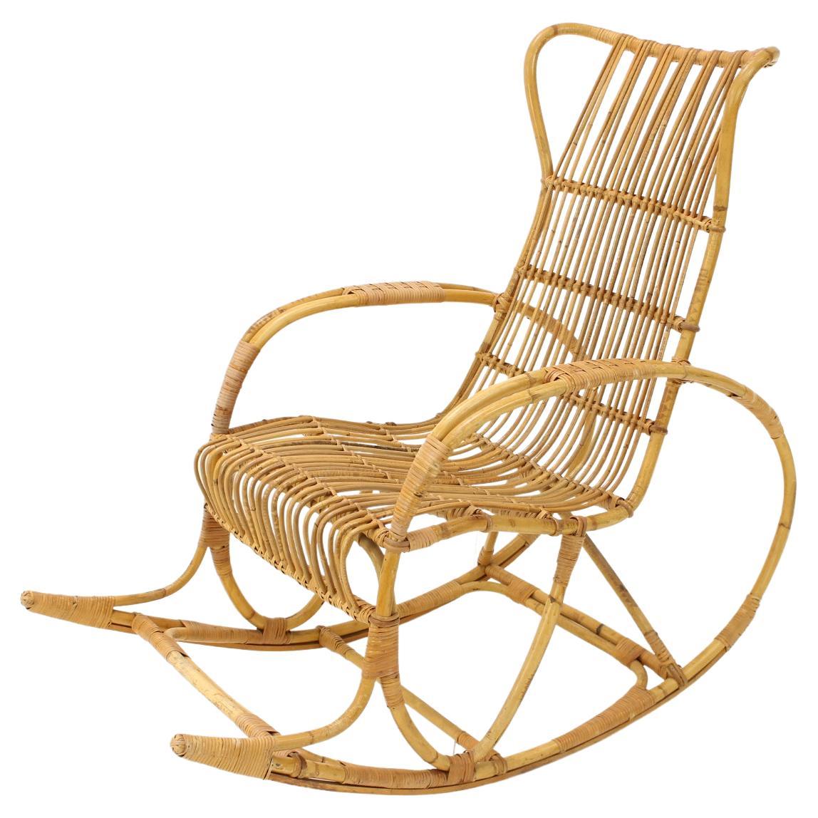 Rocking Chairs aus Rattan aus der Mitte des Jahrhunderts, 1960er Jahre