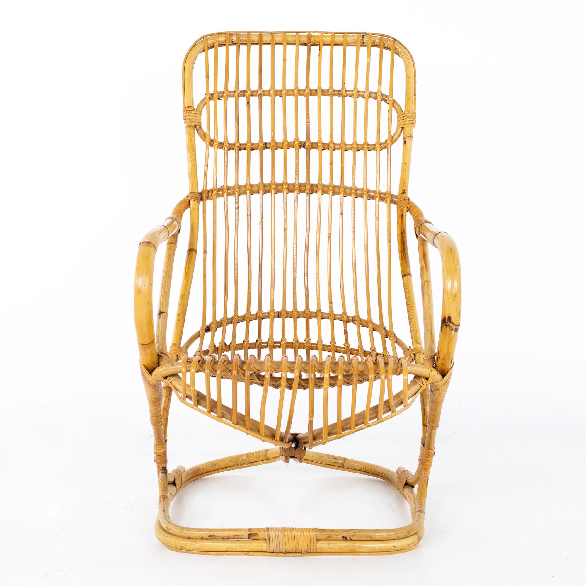 Mid-Century Modern Mid Century Rattan Rocking Lounge Chair For Sale