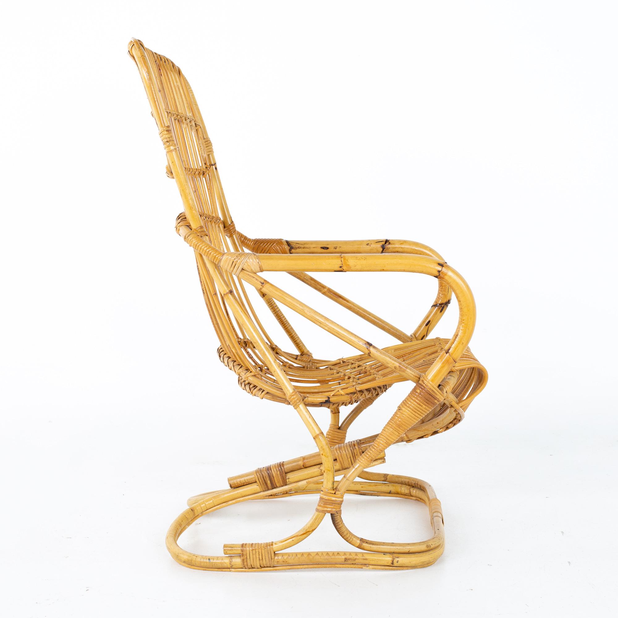 Late 20th Century Mid Century Rattan Rocking Lounge Chair For Sale