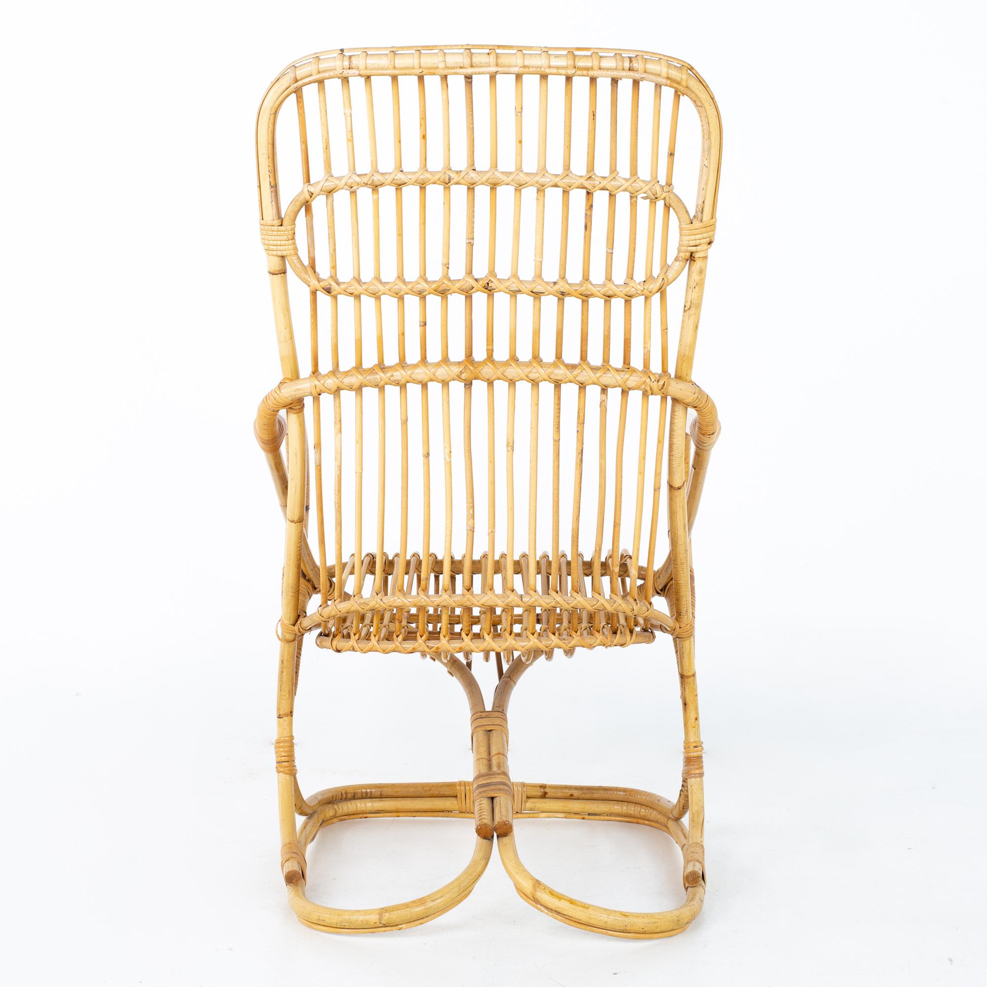 Mid Century Rattan Rocking Lounge Chair For Sale 2