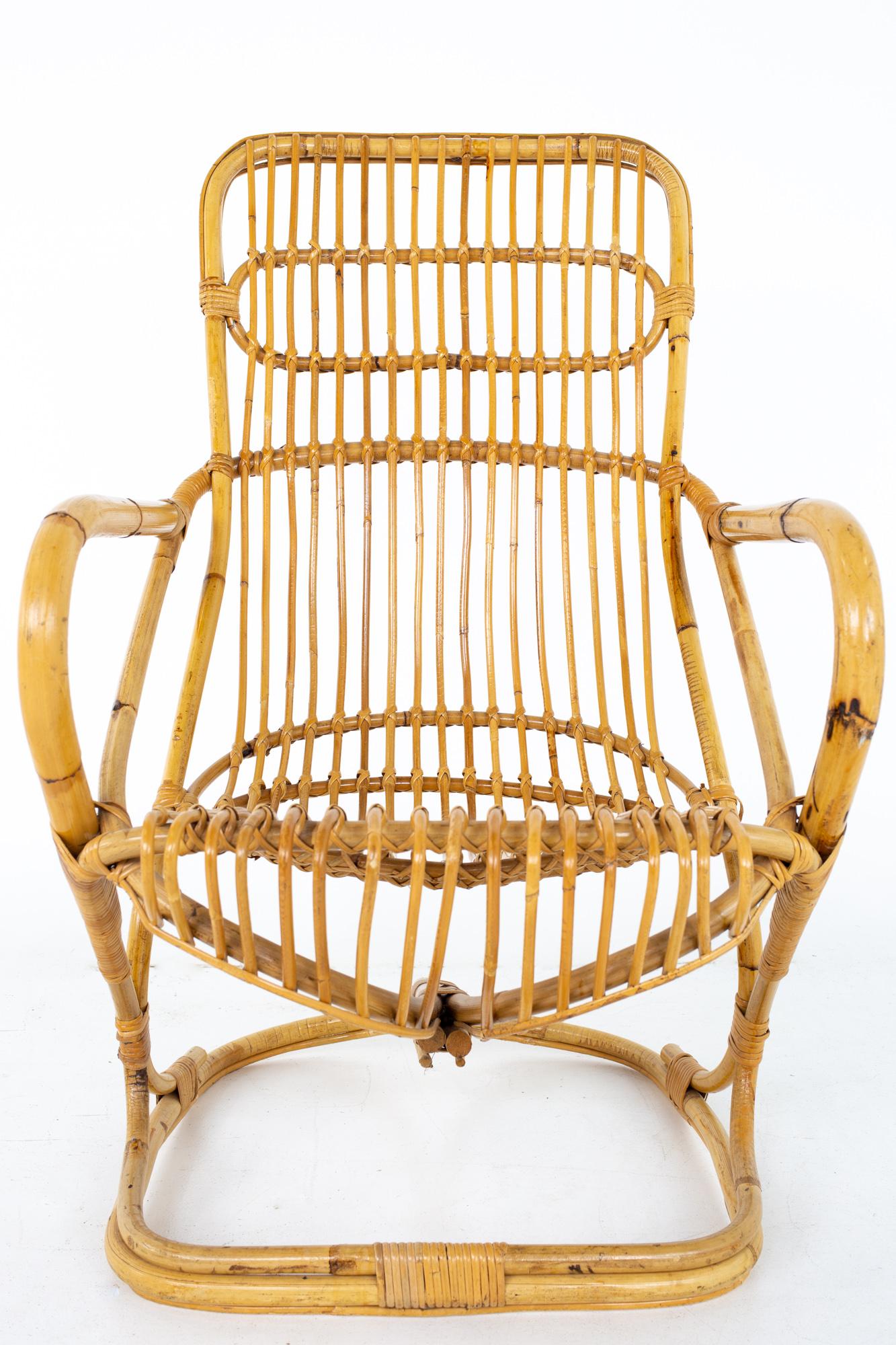 Mid Century Rattan Rocking Lounge Chair For Sale 3