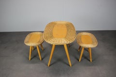 Rattan-Sitzgruppe aus der Jahrhundertmitte von ULUV, Tschechoslowakei, 1960er Jahre