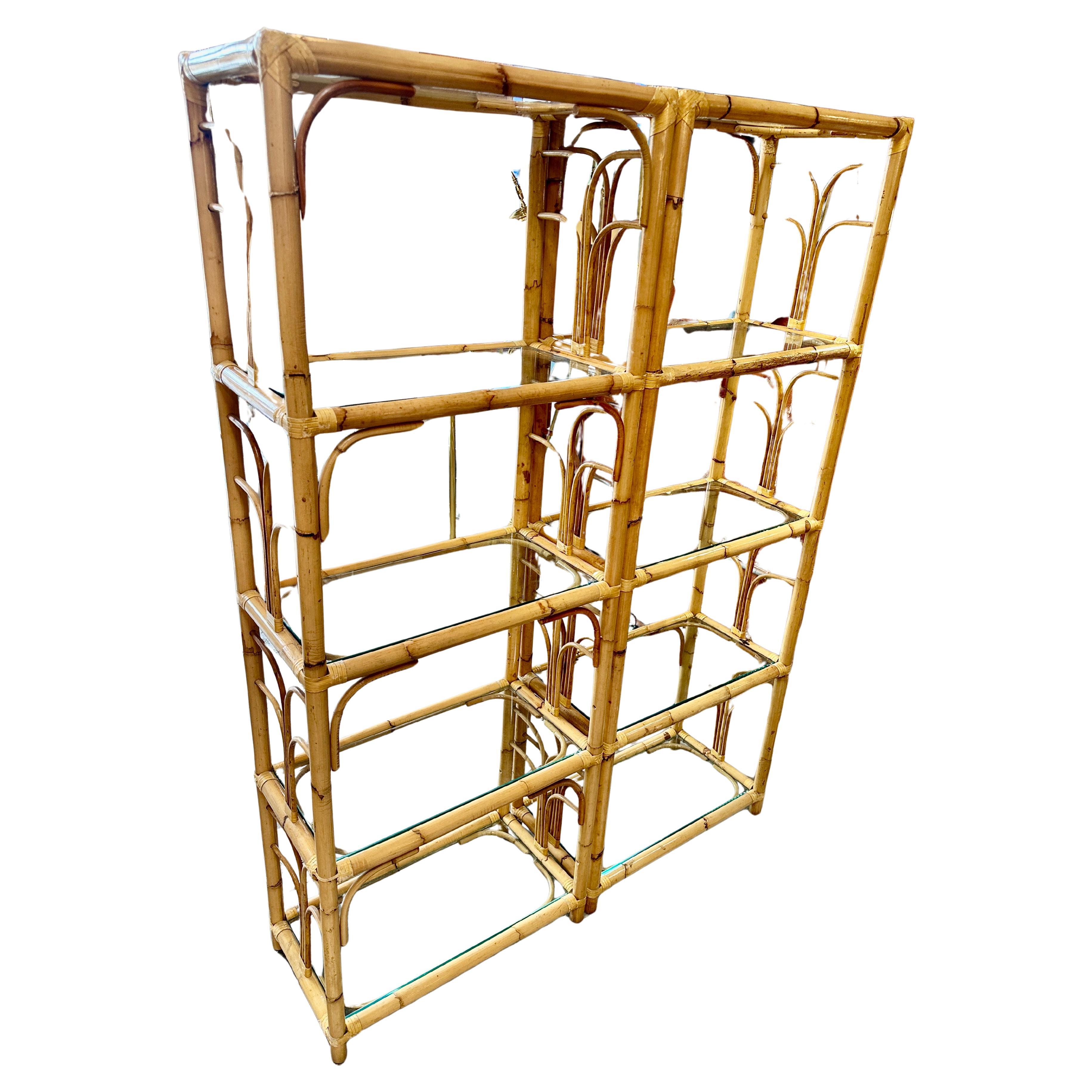 Scaffali in rattan di metà secolo, Italia 1970. Set di due