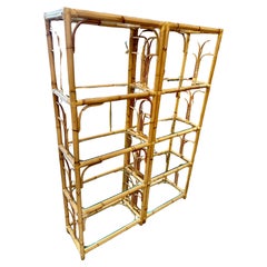 Mid-Century Rattan Shelving Units, Italy 1970. Set of two