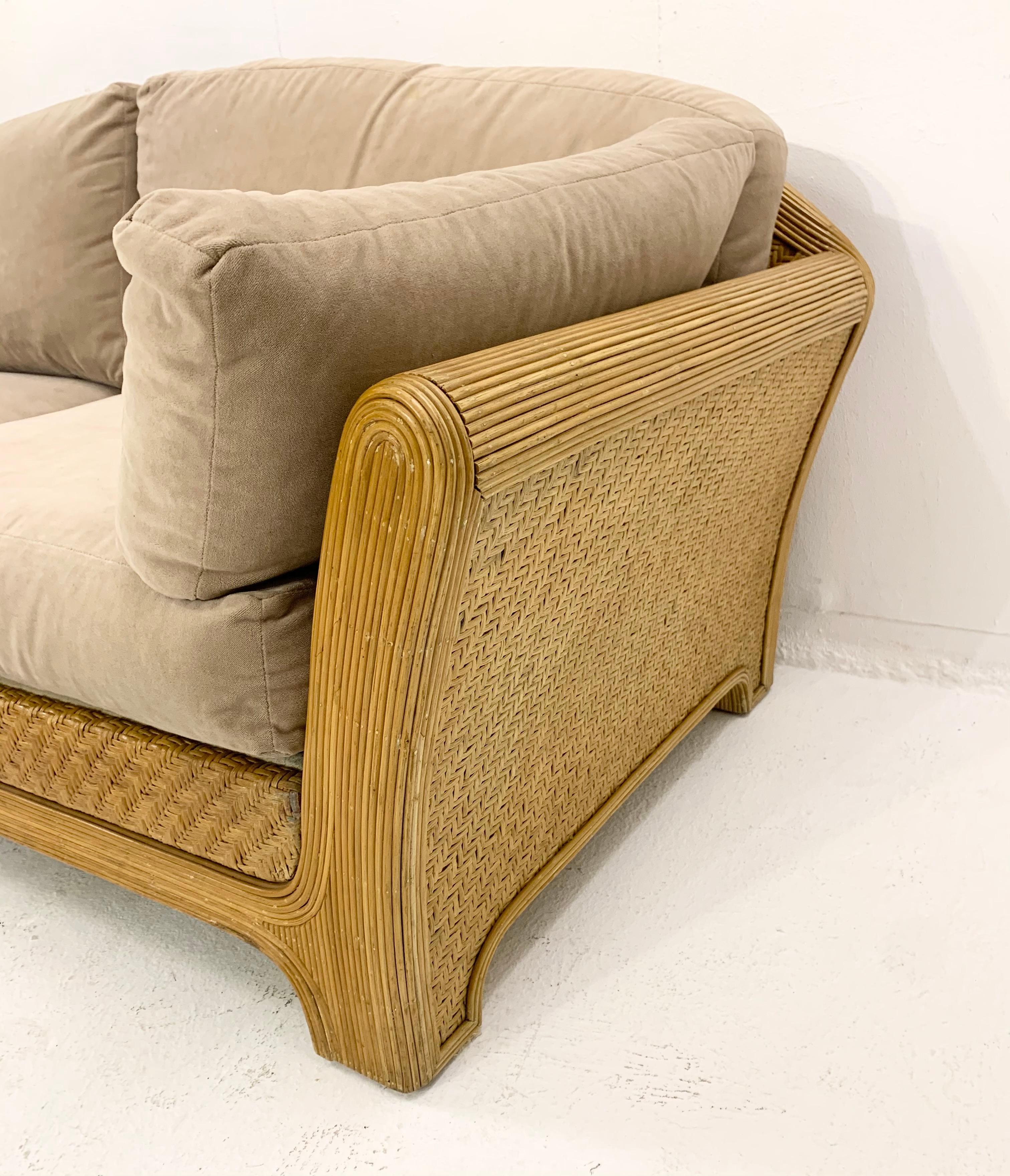 Mid-century rattan sofa 1960s.