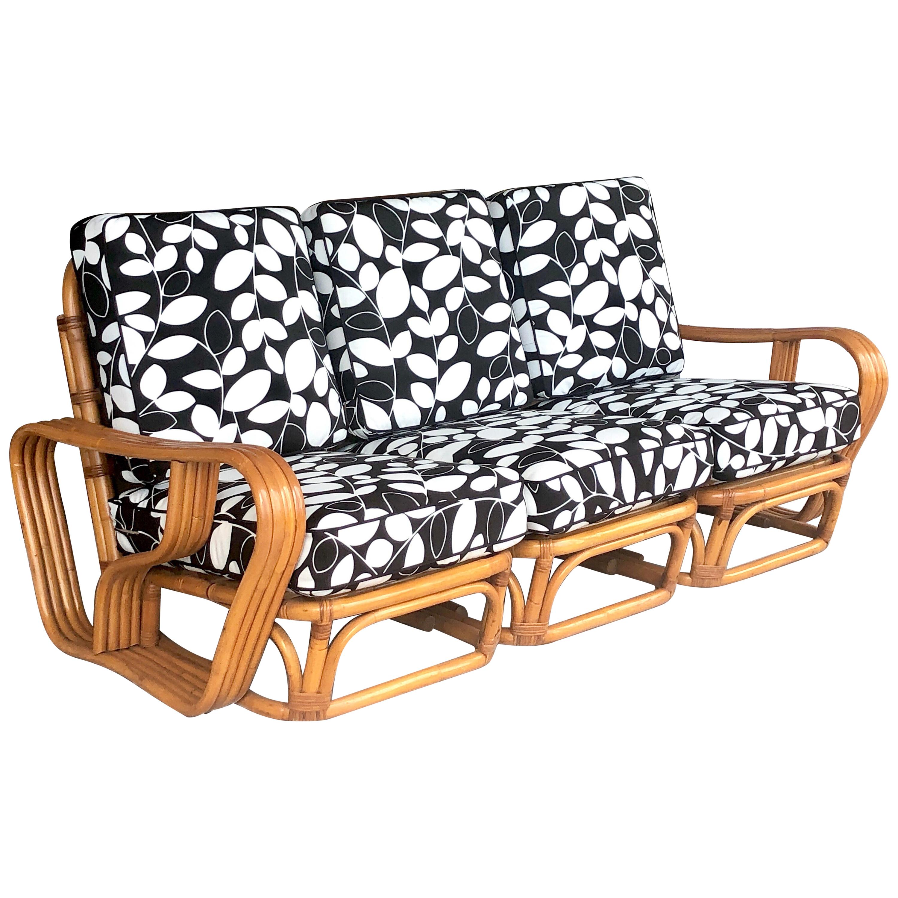 Midcentury Rattan Sofa Couch Paul Frankl Manner