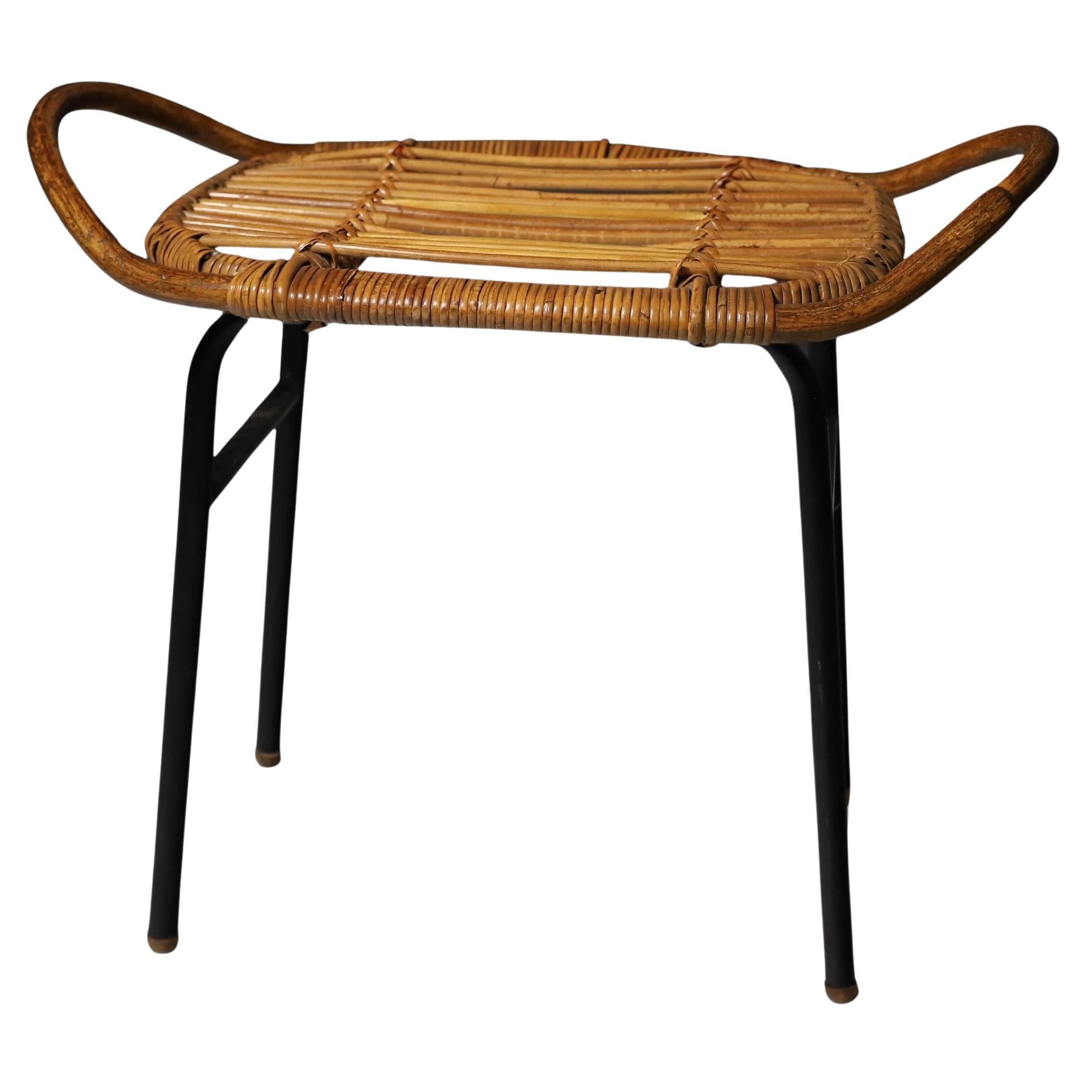 Mid century rattan stool by Alan Fuchs, ULUV, 1960´s, Czechoslovakia