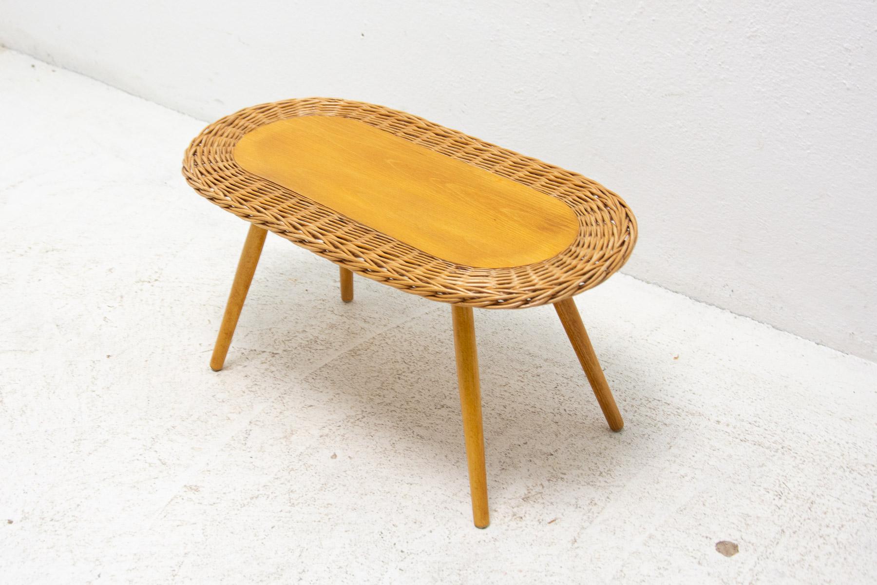 Mid-Century Rattan Stool by Jan Kalous for Úluv, 1960's, Czechoslovakia 7