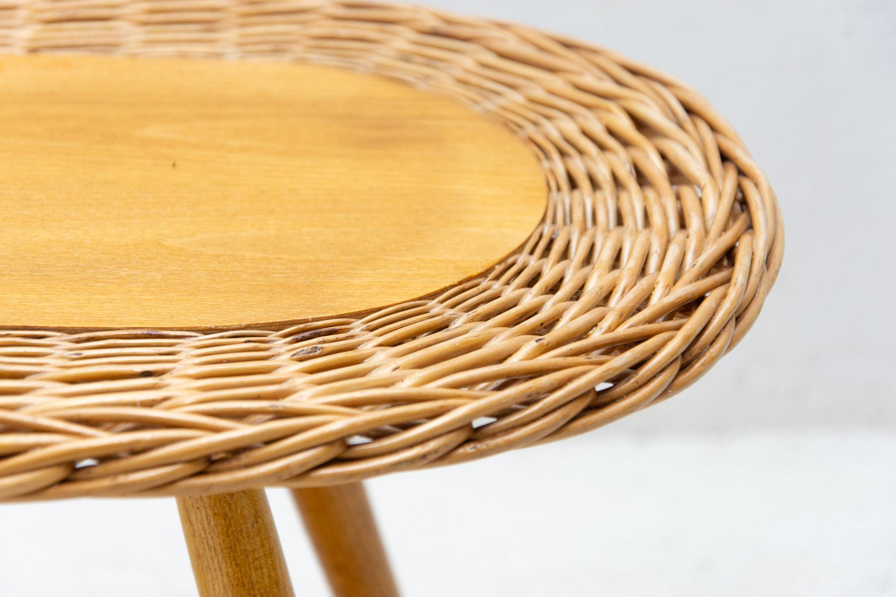 20th Century Mid-Century Rattan Stool by Jan Kalous for Úluv, 1960's, Czechoslovakia