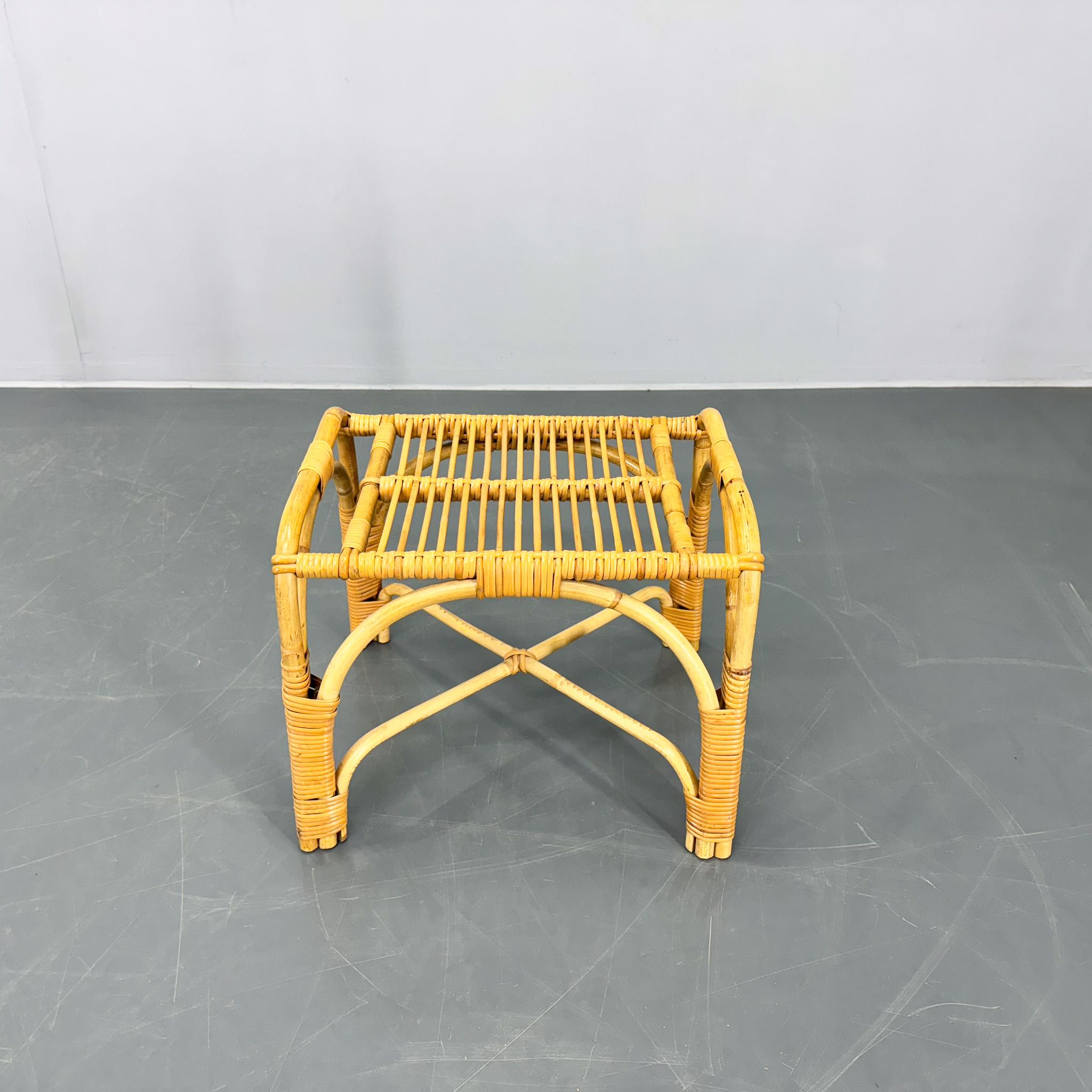 Sgabello in rattan di metà secolo, Cecoslovacchia in vendita 4