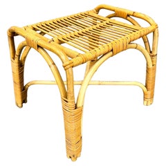 Vintage Mid Century Rattan Stool, Czechoslovakia